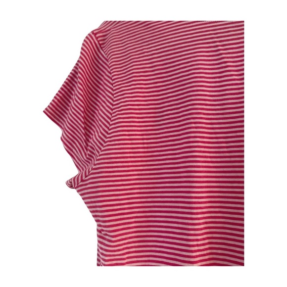 Ralph Lauren Striped V-Neck T-Shirt Red White XL Short Sleeve Logo Tee - Picture 3 of 8
